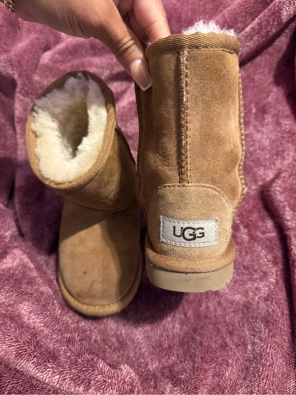 UGG Mini Shearling Boots - Chestnut Suede with Cream Lining